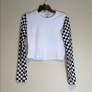 Checkerboard cropped shirt